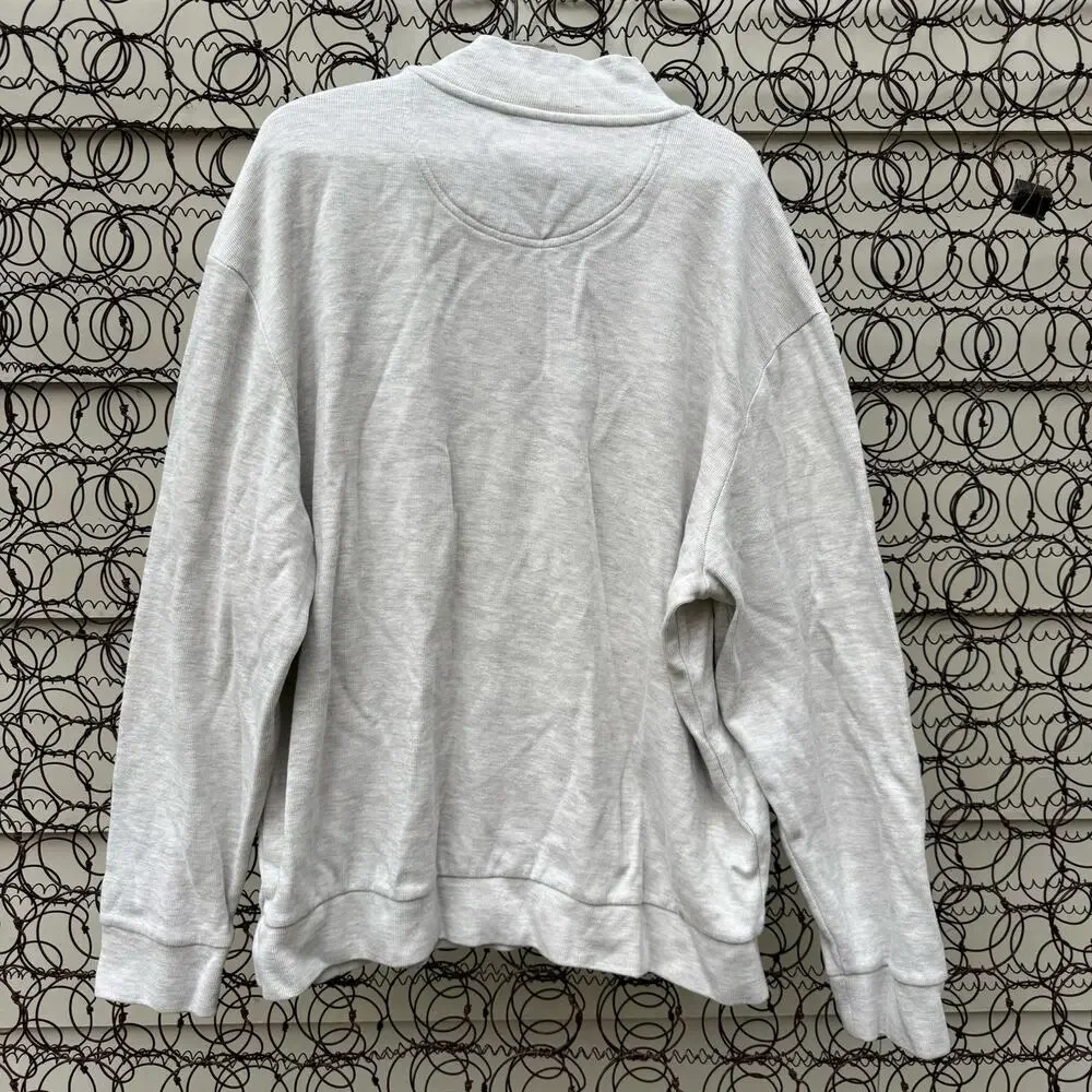 US Polo Assn Heathered Gray Beige 1/4 Zip Knit Pullover Sweatshirt Sweater 3XL
